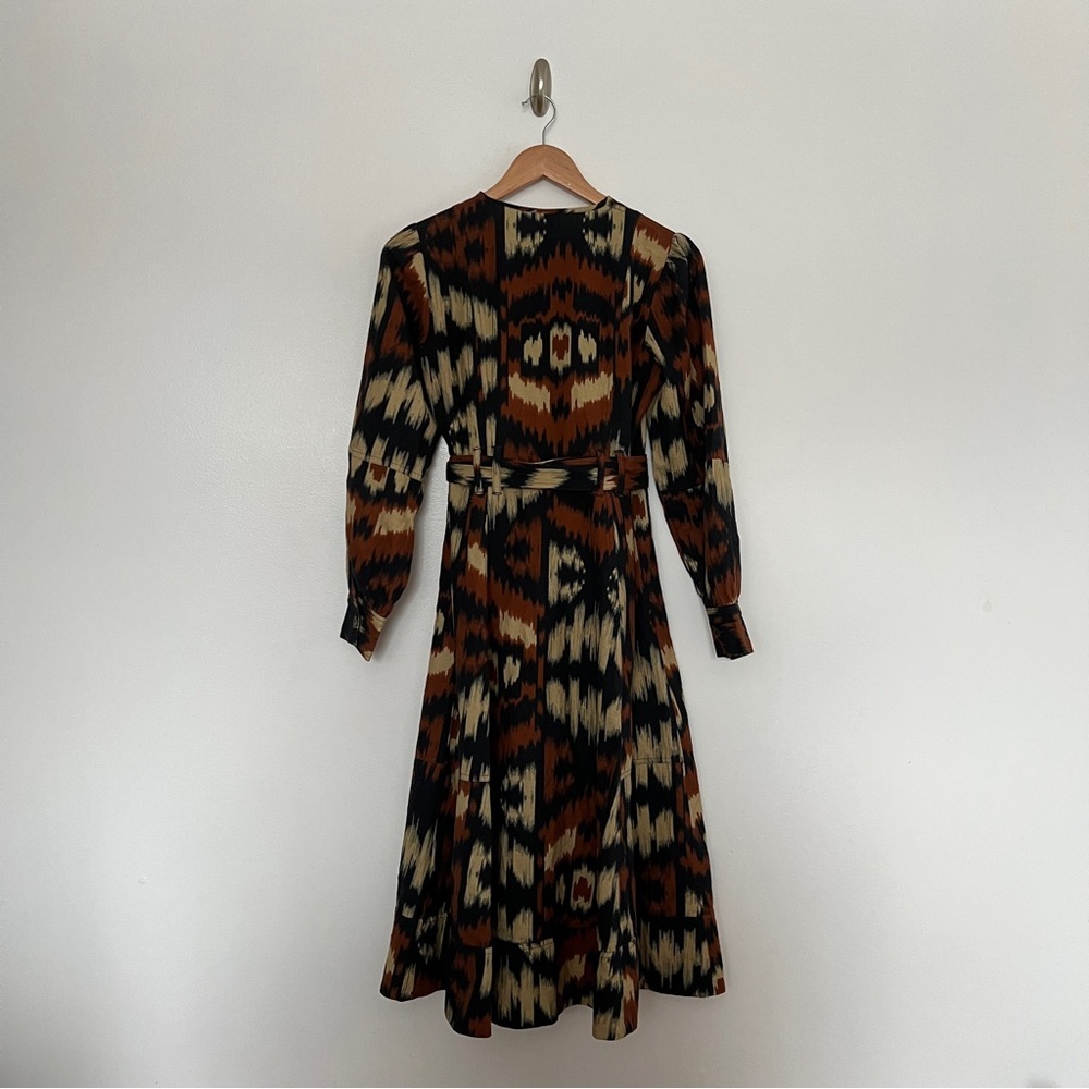 Sézane Caterina Cotton Linen Midi Shirt Dress Abstract Print US 4​ - Picture 8 of 8